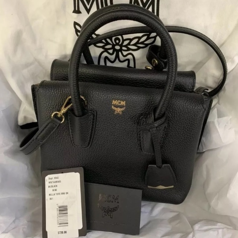 NWT AUTHENTIC MCM milla mini Black leather  bag